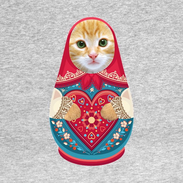 Russian Doll Matryoshka with Cat Face and Fluffy Paws by XOZ